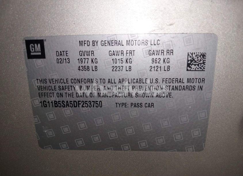 Photo 9 of 2013 Chevrolet Malibu 1LS (VIN 1G11B5SA5DF253750)
