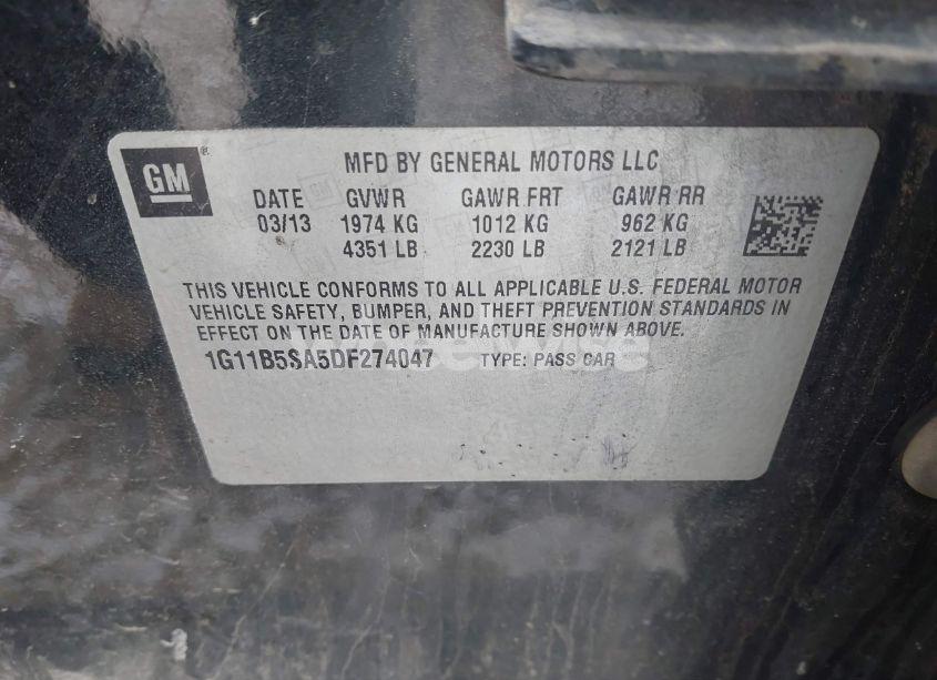 Photo 9 of 2013 Chevrolet Malibu 1LS (VIN 1G11B5SA5DF274047)