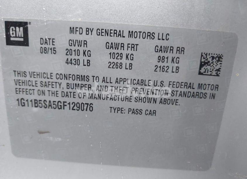 Photo 9 of 2016 Chevrolet Malibu LIMITED LS (VIN 1G11B5SA5GF129076)