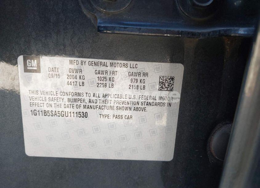 Photo 9 of 2016 Chevrolet Malibu LIMITED LS (VIN 1G11B5SA5GU111530)