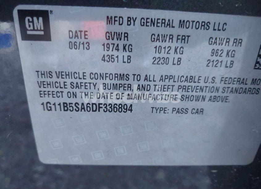 Photo 9 of 2013 Chevrolet Malibu 1LS (VIN 1G11B5SA6DF336894)