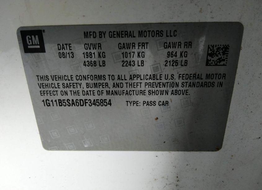 Photo 9 of 2013 Chevrolet Malibu 1LS (VIN 1G11B5SA6DF345854)