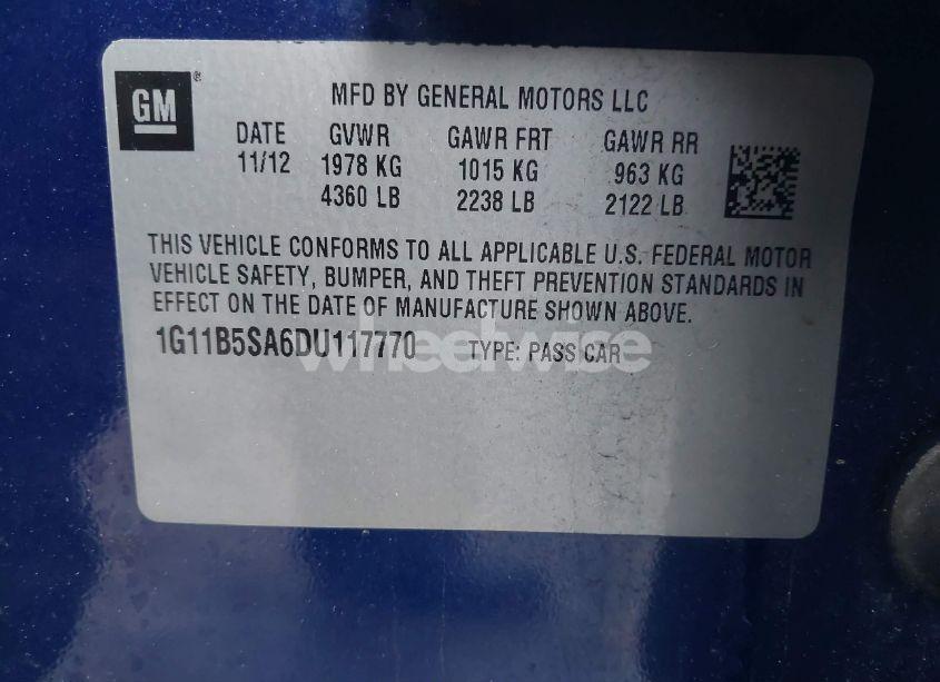 Photo 9 of 2013 Chevrolet Malibu 1LS (VIN 1G11B5SA6DU117770)