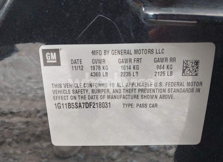 Photo 9 of 2013 Chevrolet Malibu 1LS (VIN 1G11B5SA7DF218031)