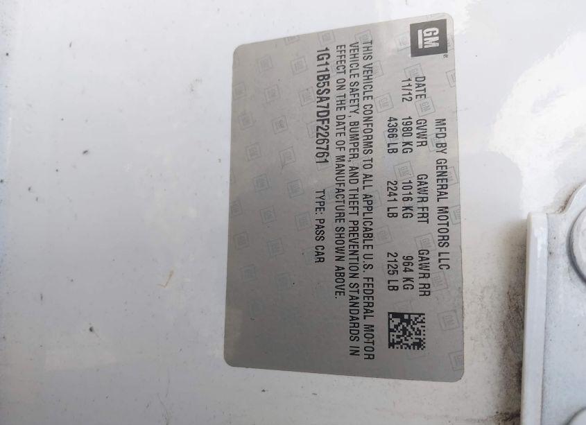 Photo 9 of 2013 Chevrolet Malibu 1LS (VIN 1G11B5SA7DF226761)