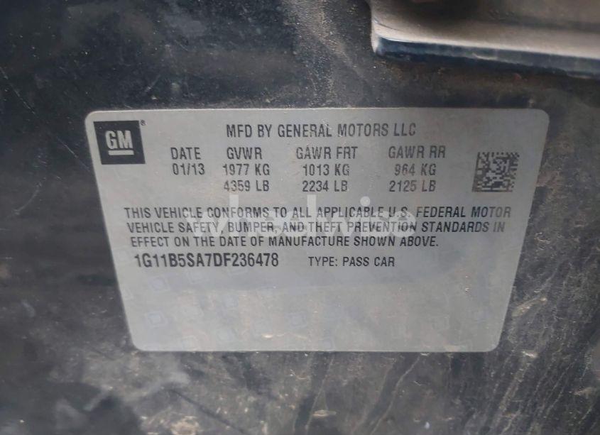 Photo 9 of 2013 Chevrolet Malibu 1LS (VIN 1G11B5SA7DF236478)