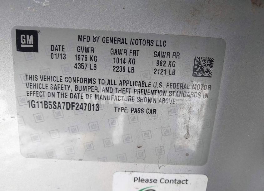 Photo 9 of 2013 Chevrolet Malibu 1LS (VIN 1G11B5SA7DF247013)