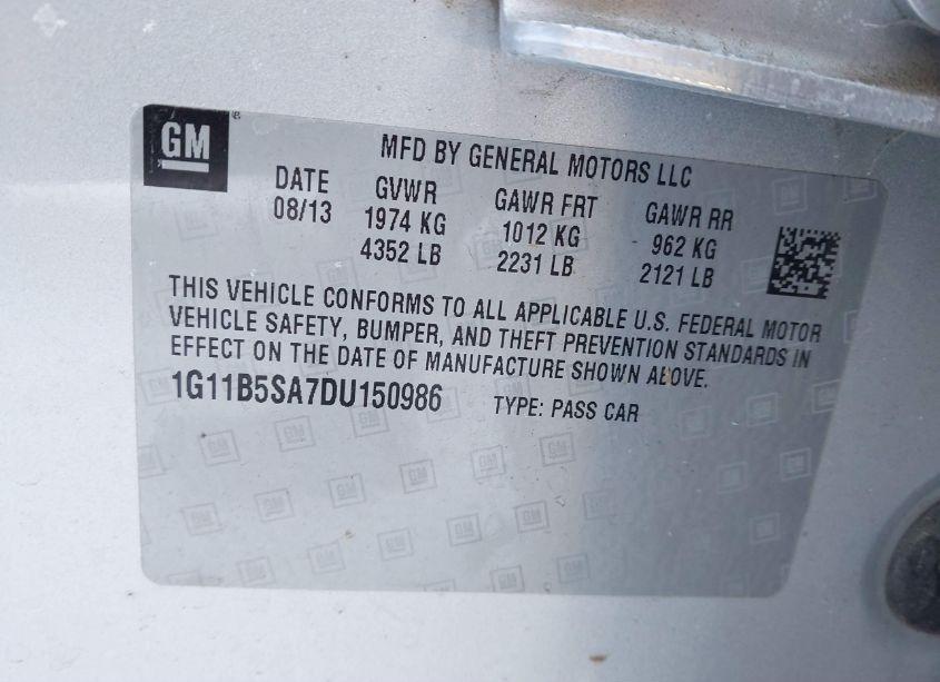 Photo 9 of 2013 Chevrolet Malibu 1LS (VIN 1G11B5SA7DU150986)