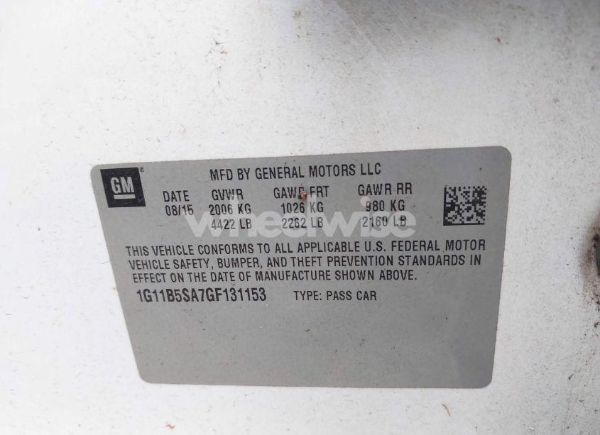 Photo 9 of 2016 Chevrolet Malibu LIMITED LS (VIN 1G11B5SA7GF131153)