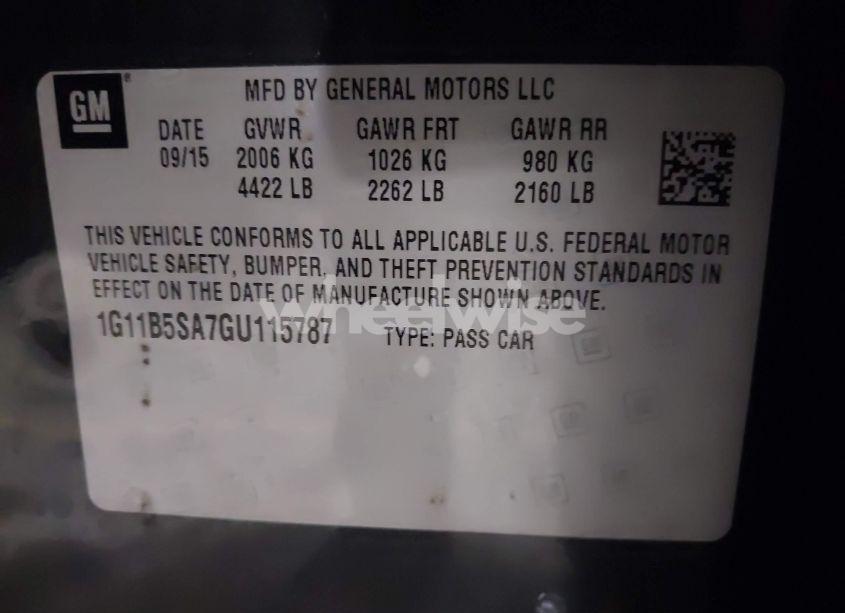 Photo 9 of 2016 Chevrolet Malibu LIMITED LS (VIN 1G11B5SA7GU115787)