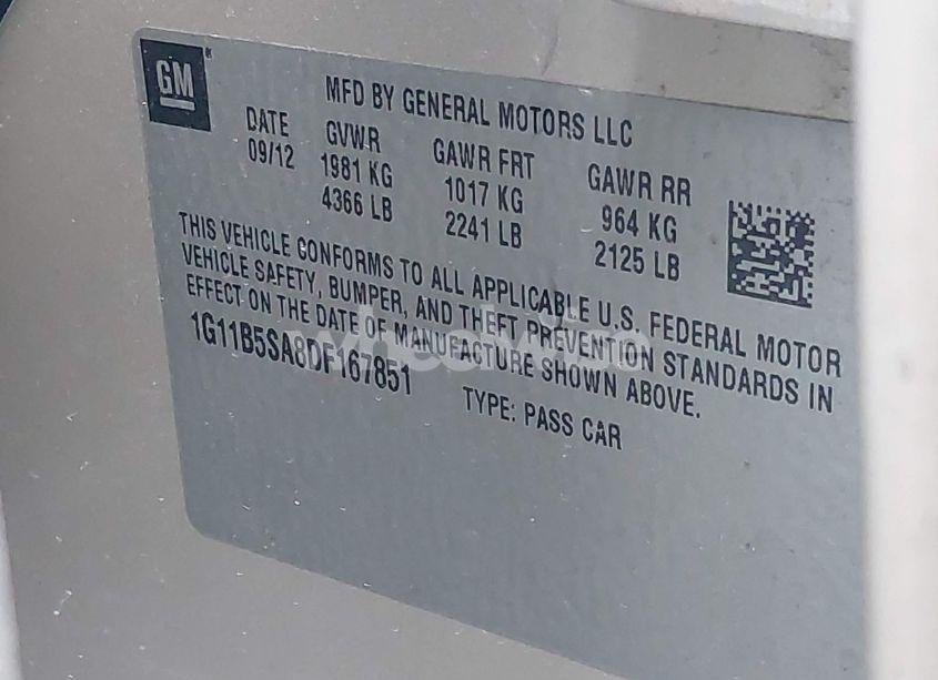 Photo 9 of 2013 Chevrolet Malibu 1LS (VIN 1G11B5SA8DF167851)