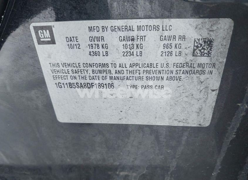 Photo 9 of 2013 Chevrolet Malibu 1LS (VIN 1G11B5SA8DF189106)