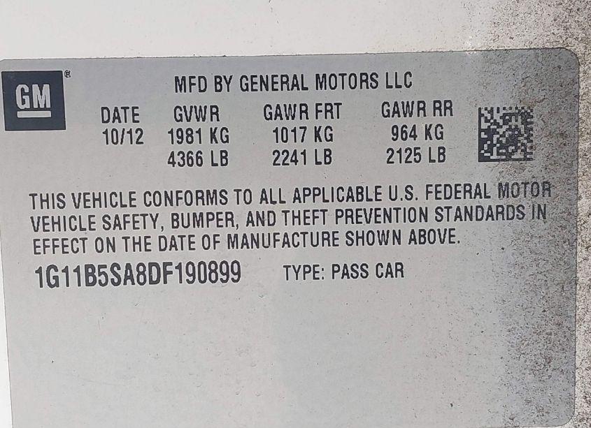 Photo 9 of 2013 Chevrolet Malibu 1LS (VIN 1G11B5SA8DF190899)