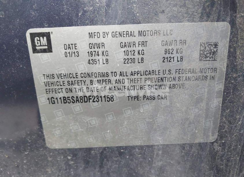 Photo 9 of 2013 Chevrolet Malibu 1LS (VIN 1G11B5SA8DF231158)