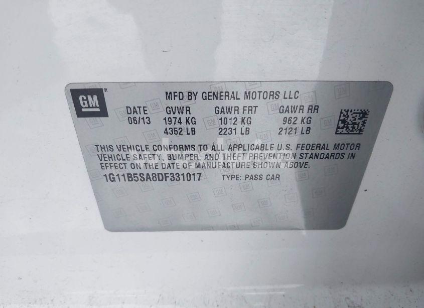 Photo 9 of 2013 Chevrolet Malibu 1LS (VIN 1G11B5SA8DF331017)