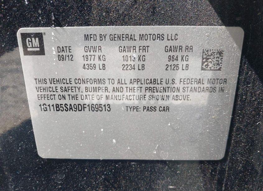 Photo 9 of 2013 Chevrolet Malibu 1LS (VIN 1G11B5SA9DF169513)