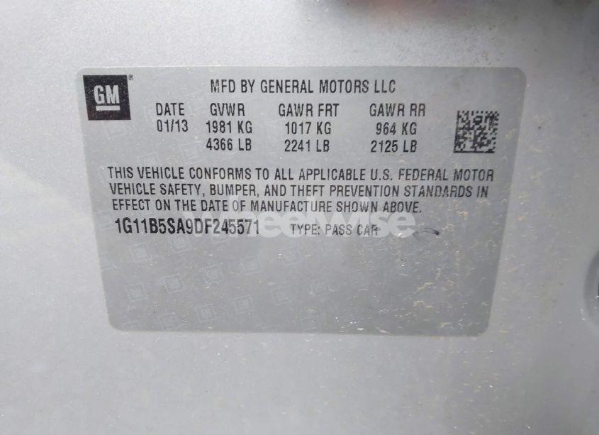 Photo 9 of 2013 Chevrolet Malibu 1LS (VIN 1G11B5SA9DF245571)