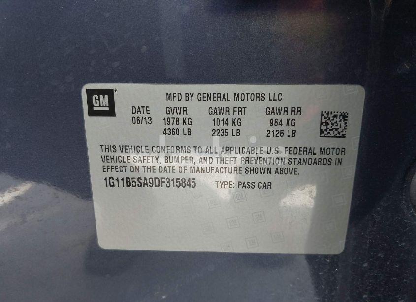 Photo 9 of 2013 Chevrolet Malibu 1LS (VIN 1G11B5SA9DF315845)