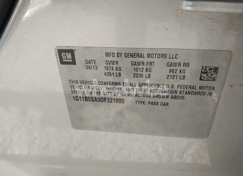 Photo 9 of 2013 Chevrolet Malibu 1LS (VIN 1G11B5SA9DF321886)