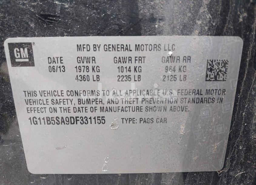Photo 9 of 2013 Chevrolet Malibu 1LS (VIN 1G11B5SA9DF331155)