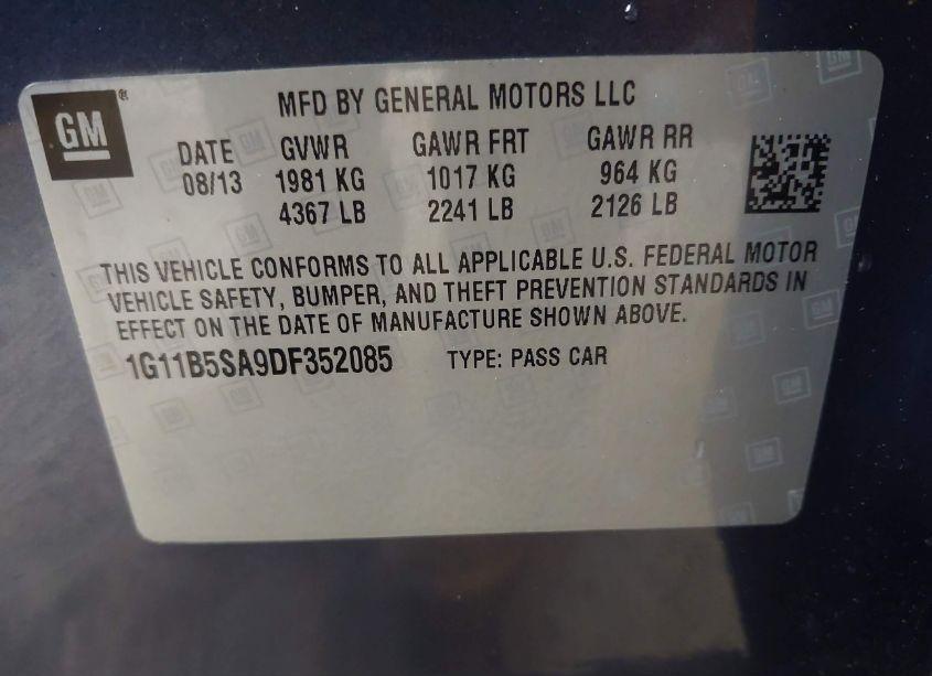 Photo 9 of 2013 Chevrolet Malibu 1LS (VIN 1G11B5SA9DF352085)