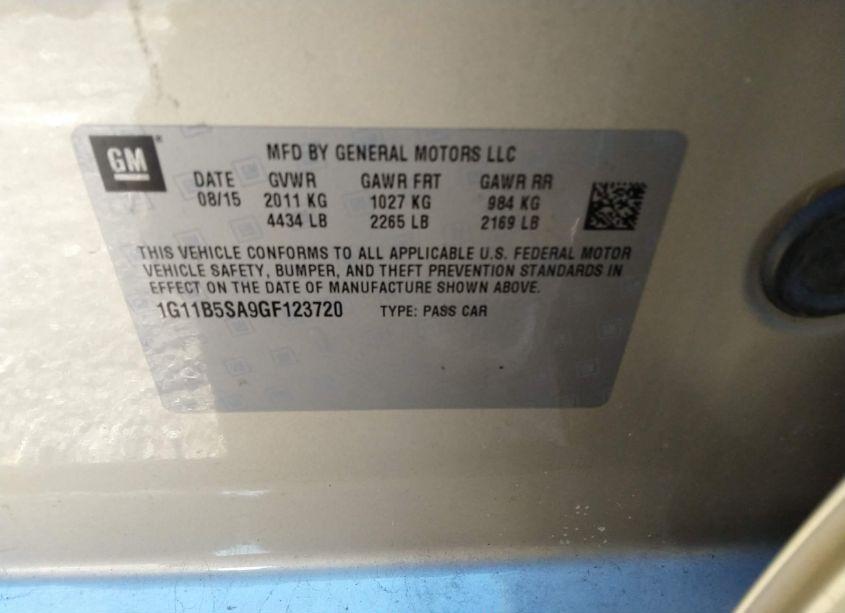 Photo 9 of 2016 Chevrolet Malibu LIMITED LS (VIN 1G11B5SA9GF123720)