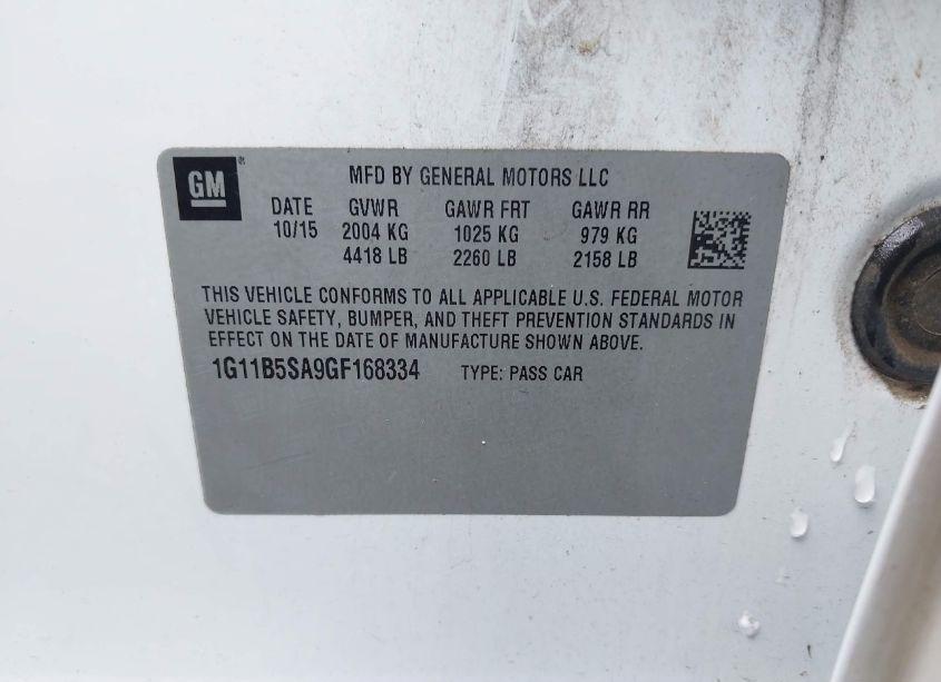 Photo 9 of 2016 Chevrolet Malibu LIMITED LS (VIN 1G11B5SA9GF168334)