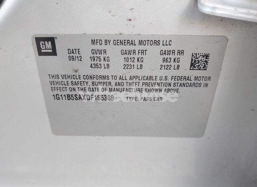 Photo 9 of 2013 Chevrolet Malibu 1LS (VIN 1G11B5SAXDF165308)