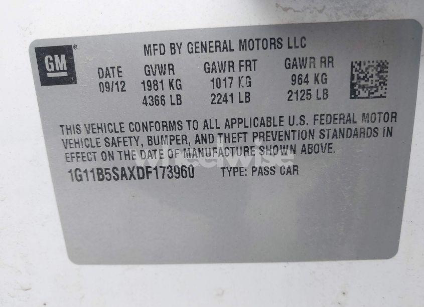 Photo 9 of 2013 Chevrolet Malibu 1LS (VIN 1G11B5SAXDF173960)