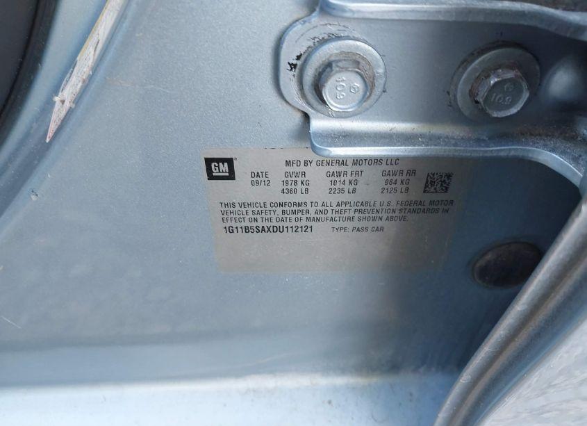 Photo 9 of 2013 Chevrolet Malibu 1LS (VIN 1G11B5SAXDU112121)