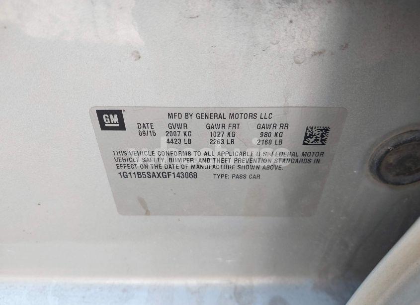 Photo 9 of 2016 Chevrolet Malibu LIMITED LS (VIN 1G11B5SAXGF143068)