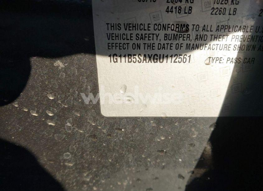 Photo 9 of 2016 Chevrolet Malibu LIMITED LS (VIN 1G11B5SAXGU112561)