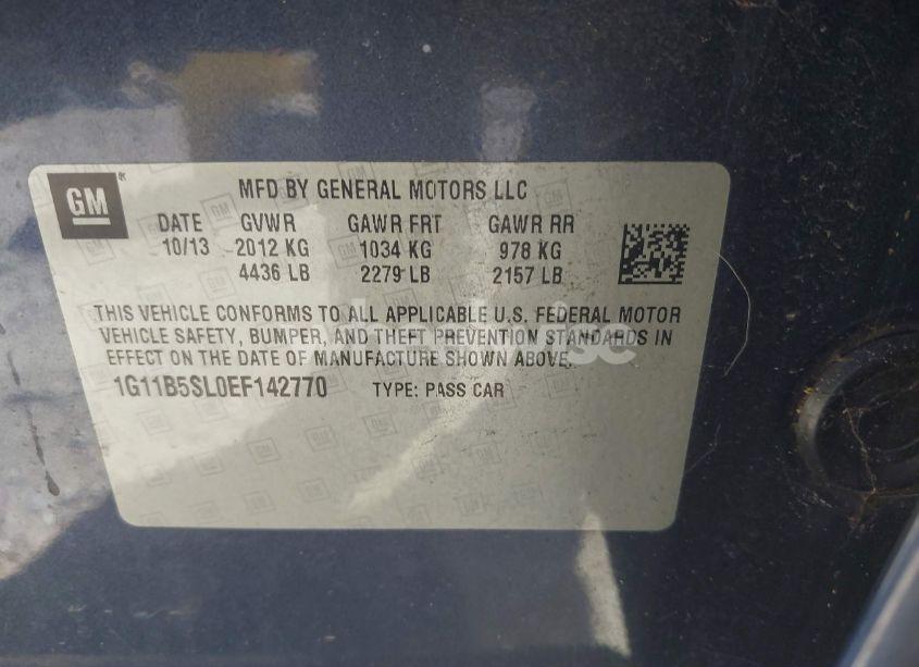 Photo 9 of 2014 Chevrolet Malibu 1LS (VIN 1G11B5SL0EF142770)