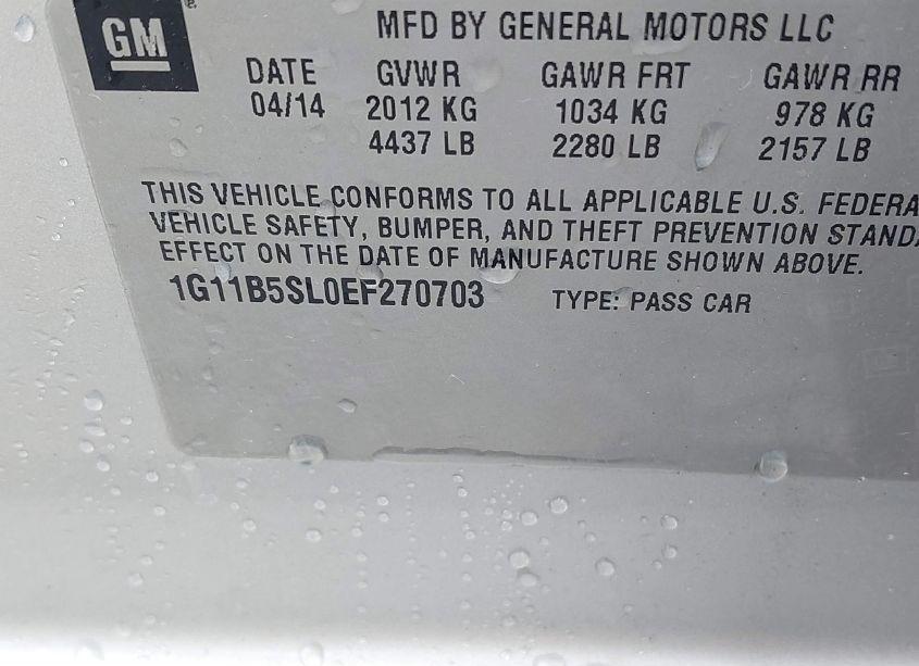 Photo 9 of 2014 Chevrolet Malibu 1LS (VIN 1G11B5SL0EF270703)