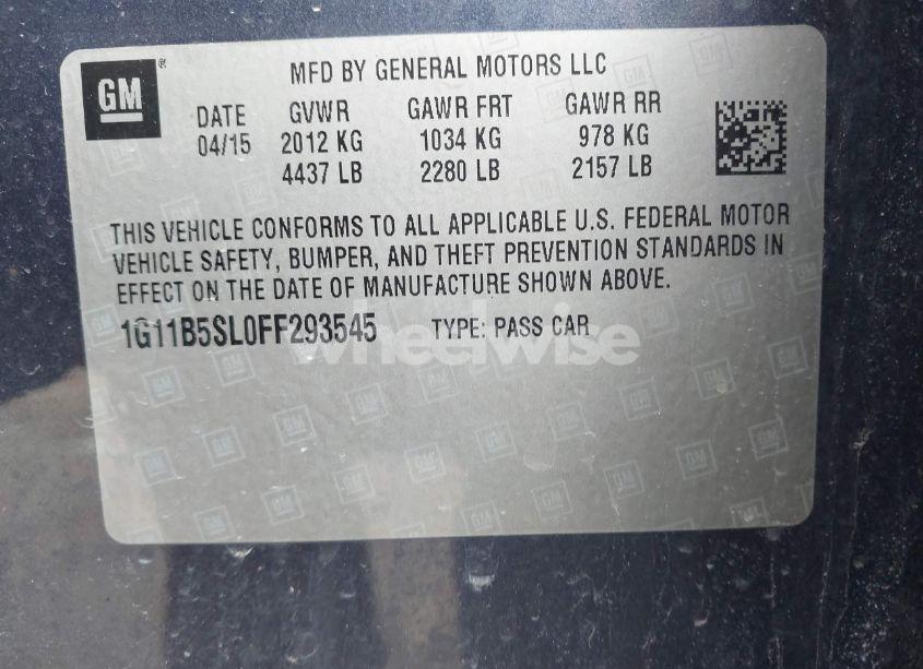 Photo 9 of 2015 Chevrolet Malibu LS (VIN 1G11B5SL0FF293545)