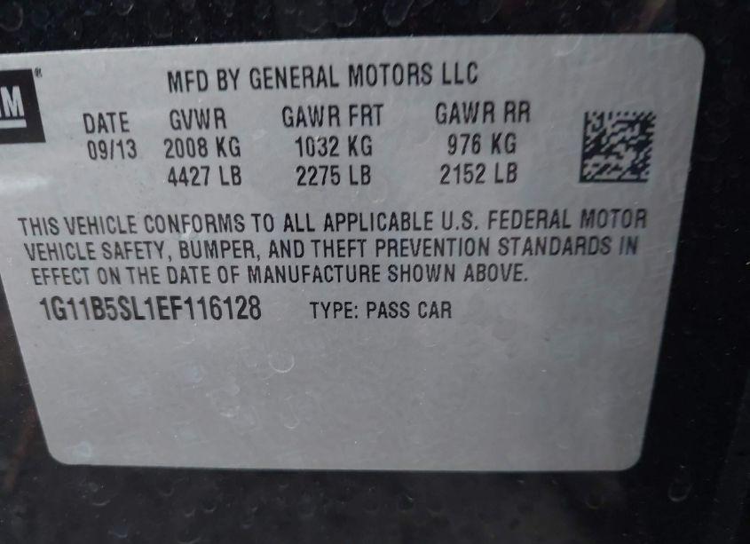 Photo 9 of 2014 Chevrolet Malibu 1LS (VIN 1G11B5SL1EF116128)