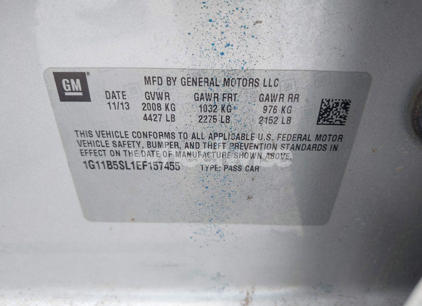 Photo 9 of 2014 Chevrolet Malibu 1LS (VIN 1G11B5SL1EF157455)