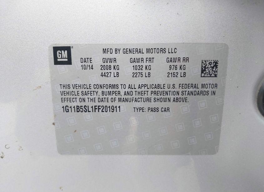 Photo 9 of 2015 Chevrolet Malibu LS (VIN 1G11B5SL1FF201911)