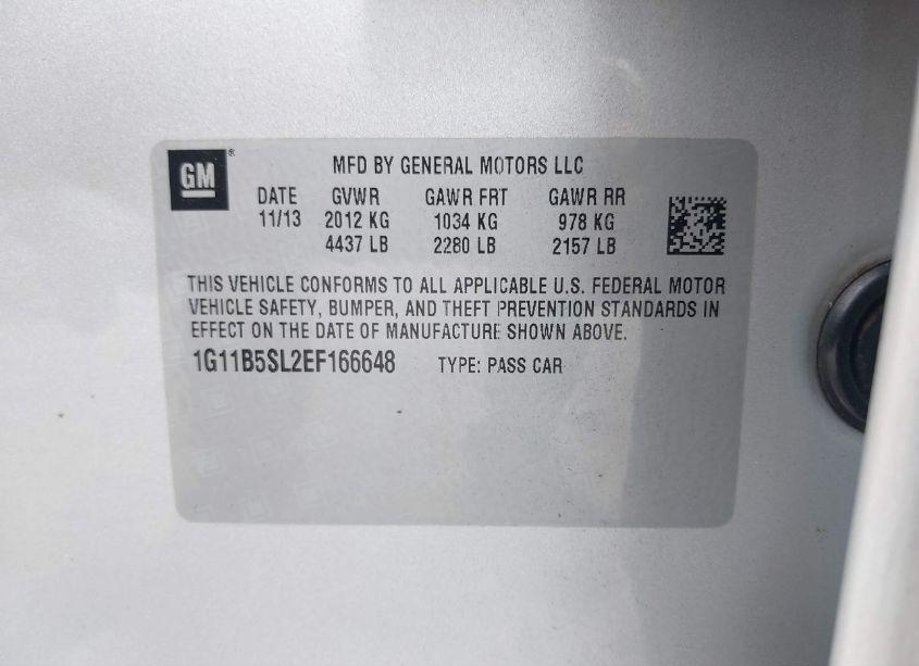 Photo 9 of 2014 Chevrolet Malibu 1LS (VIN 1G11B5SL2EF166648)