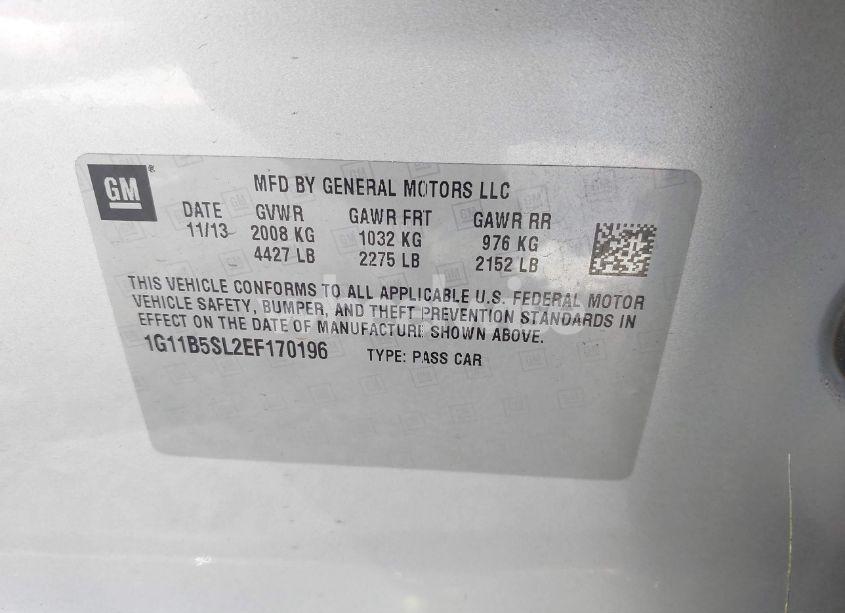 Photo 9 of 2014 Chevrolet Malibu 1LS (VIN 1G11B5SL2EF170196)