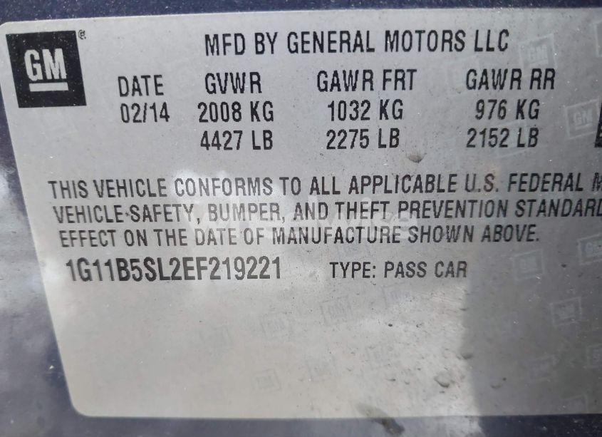 Photo 9 of 2014 Chevrolet Malibu 1LS (VIN 1G11B5SL2EF219221)