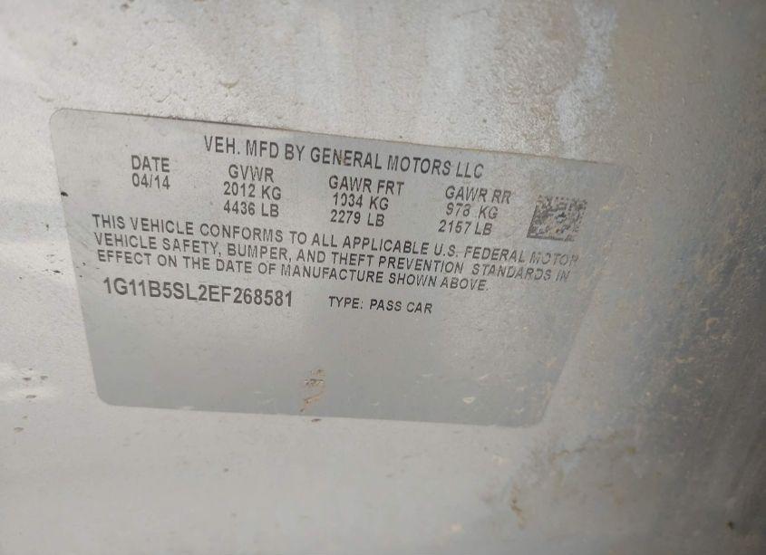 Photo 9 of 2014 Chevrolet Malibu 1LS (VIN 1G11B5SL2EF268581)