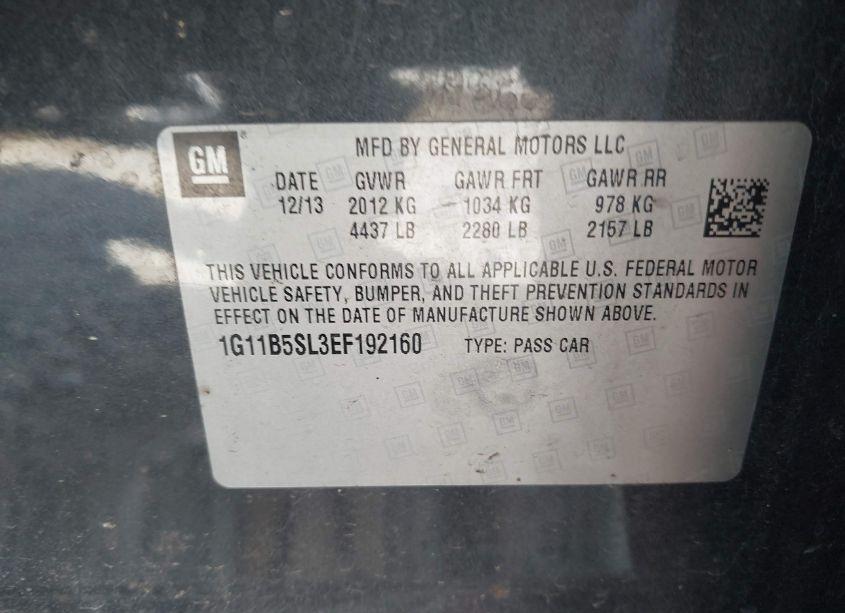 Photo 9 of 2014 Chevrolet Malibu 1LS (VIN 1G11B5SL3EF192160)