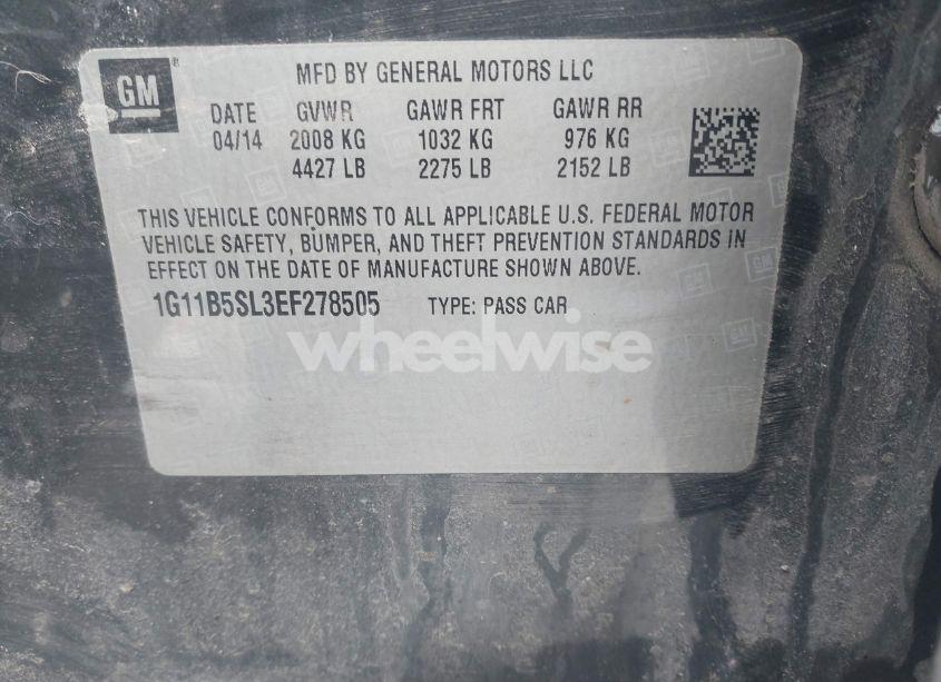 Photo 9 of 2014 Chevrolet Malibu 1LS (VIN 1G11B5SL3EF278505)