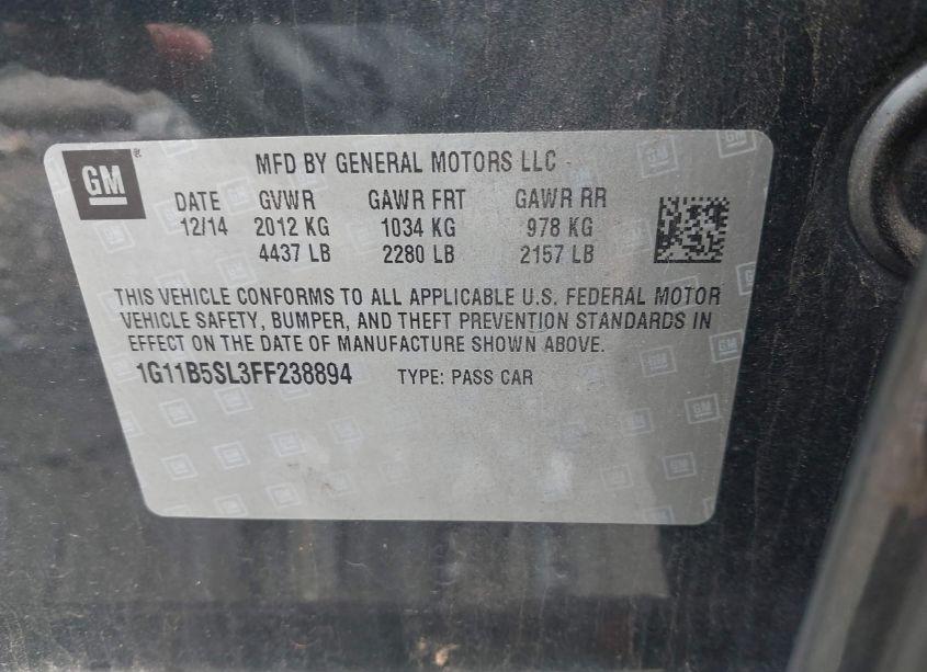 Photo 9 of 2015 Chevrolet Malibu LS (VIN 1G11B5SL3FF238894)