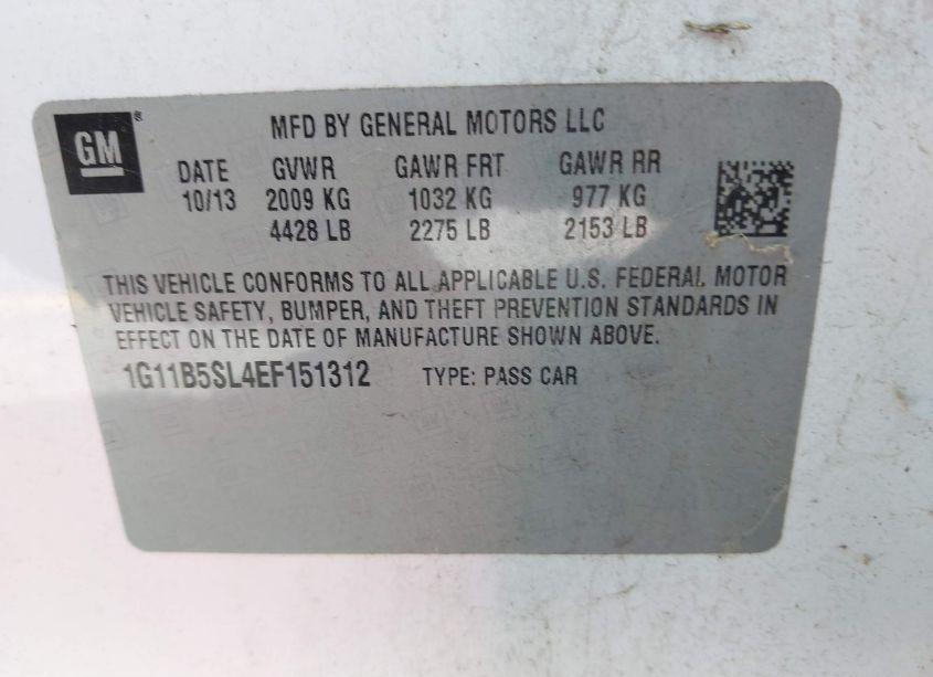 Photo 9 of 2014 Chevrolet Malibu 1LS (VIN 1G11B5SL4EF151312)
