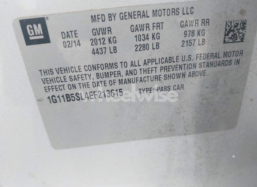 Photo 9 of 2014 Chevrolet Malibu 1LS (VIN 1G11B5SL4EF213615)