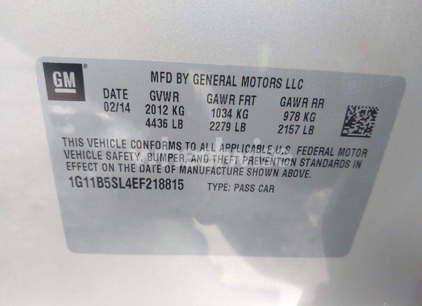 Photo 9 of 2014 Chevrolet Malibu 1LS (VIN 1G11B5SL4EF218815)