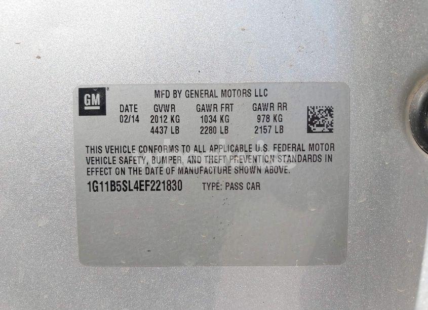 Photo 9 of 2014 Chevrolet Malibu 1LS (VIN 1G11B5SL4EF221830)