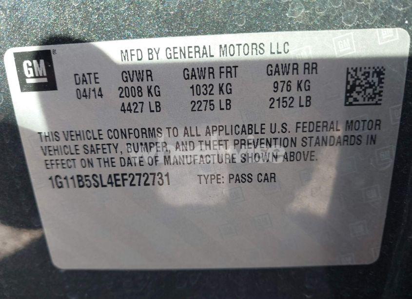 Photo 9 of 2014 Chevrolet Malibu 1LS (VIN 1G11B5SL4EF272731)